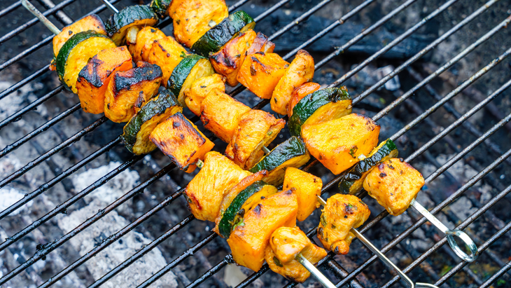 Coconut-Turmeric Chicken and Butternut Squash Skewers 